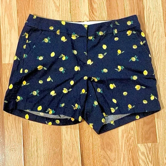 J. Crew Navy Shorts with Yellow Lemon Print - Picture 1 of 7